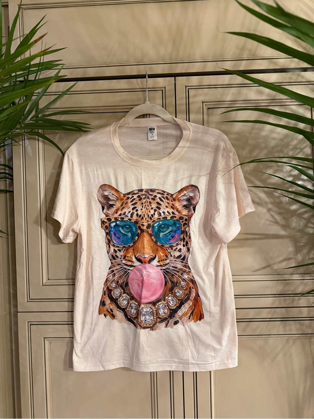 New Digi Print Graphic Bling Leopard Bubblegum Tee Shirt T-Shirt Top Streetwear
